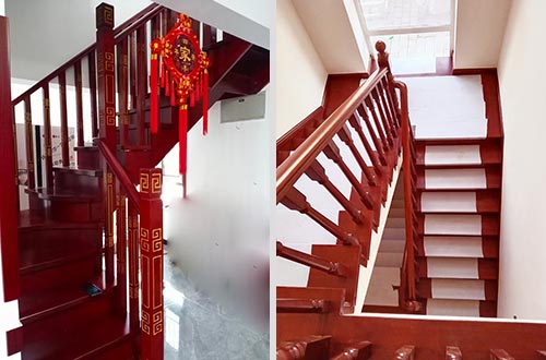 珠海自建别墅中式实木楼梯全屋定制设计效果图
